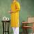 Men mustard viscose rayon solid embroidered straight kurta
