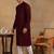 Men wine viscose rayon solid embroidered straight kurta