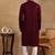 Men wine viscose rayon solid embroidered straight kurta