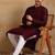 Men wine viscose rayon solid embroidered straight kurta