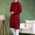 Men maroon viscose rayon solid embroidered straight kurta