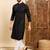 Mens black viscose rayon solid embroidered ethnic straight sequins kurta