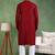 Men maroon viscose rayon solid embroidered straight kurta