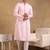 Men pink viscose rayon floral embroidered straight kurta