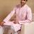 Men pink viscose rayon floral embroidered straight kurta