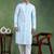 Men blue viscose rayon solid embroidered straight kurta