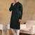 Men green viscose rayon solid embroidered straight kurta