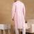 Men pink viscose rayon floral embroidered straight kurta