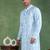 Men blue viscose rayon solid embroidered straight kurta