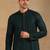 Men green viscose rayon solid embroidered straight kurta