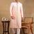 Men orange viscose rayon solid embroidered straight kurta