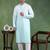 Men green viscose rayon solid embroidered straight kurta