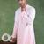 Men peach viscose rayon solid embroidered straight kurta