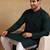 Men green viscose rayon solid embroidered straight kurta