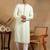 Men green viscose rayon solid embroidered straight kurta
