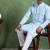 Men blue viscose rayon solid embroidered straight kurta
