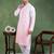 Men peach viscose rayon solid embroidered straight kurta