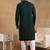 Men green viscose rayon solid embroidered straight kurta