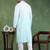Men green viscose rayon solid embroidered straight kurta