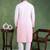 Men peach viscose rayon solid embroidered straight kurta