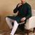 Men green viscose rayon solid embroidered straight kurta