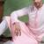 Men peach viscose rayon solid embroidered straight kurta