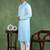 Men turquoise blue viscose rayon solid embroidered straight kurta
