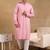 Men pink viscose rayon solid embroidered straight kurta