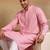 Men pink viscose rayon solid embroidered straight kurta