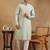 Men green viscose rayon solid embroidered straight kurta