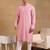 Men pink viscose rayon solid embroidered straight kurta