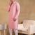 Men pink viscose rayon solid embroidered straight kurta