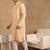 Men beige viscose rayon solid embroidered straight kurta