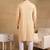 Men beige viscose rayon solid embroidered straight kurta