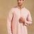 Men peach viscose rayon solid embroidered straight kurta