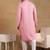 Men pink viscose rayon solid embroidered straight kurta