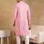 Men pink viscose rayon solid embroidered straight kurta