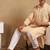 Men beige viscose rayon solid embroidered straight kurta