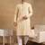 Men yellow viscose rayon solid embroidered straight kurta