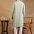 Men green viscose rayon solid embroidered straight kurta