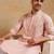 Men peach viscose rayon solid embroidered straight kurta