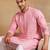 Men pink viscose rayon solid embroidered straight kurta