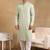 Men green viscose rayon solid embroidered straight kurta