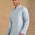 Men blue viscose rayon solid embroidered straight kurta