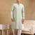 Men green viscose rayon solid embroidered straight kurta