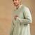 Men green viscose rayon solid embroidered straight kurta