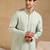 Men green viscose rayon solid embroidered straight kurta