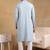 Men blue viscose rayon solid embroidered straight kurta