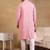 Men pink viscose rayon solid embroidered straight kurta