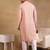 Men peach viscose rayon solid embroidered straight kurta